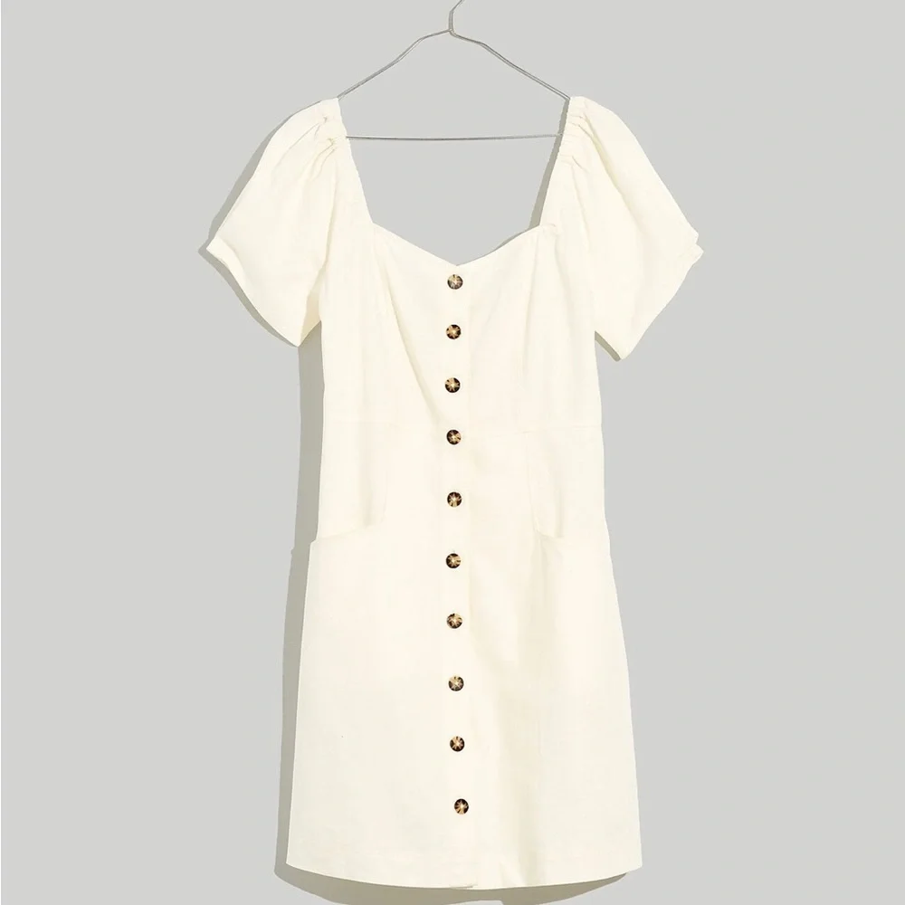 Madewell Linen-Cotton Puff-Sleeve Mini Dress - Picture 5 of 7